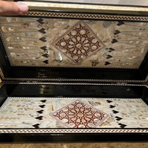836f2fae-a0af-48ae-8747-74d25d01c62d Handmade Inlaid Backgammon & Checkers Box – Luxury Wooden Game Set with Mother-of-Pearl Design