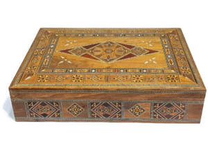 Large Handmade Marquetry Box with Mother of Pearl Inlay