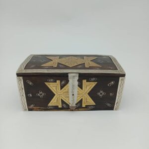 Handmade Moroccan Thuya Wood Box with Berber Metal Inlay