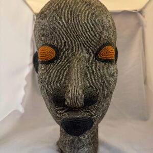 Handmade African Beaded Tribal Head Sculpture