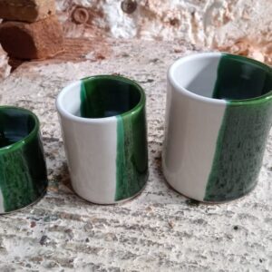 Modern Color-Block Ceramic Tumblers (Green & White)