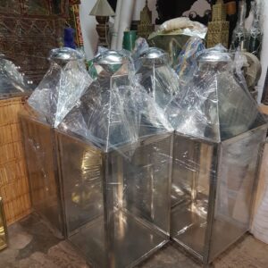 Modern Moroccan Floor Lantern in Polished Steel