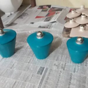 Modern Tapered Ceramic Canister Set in Turquoise