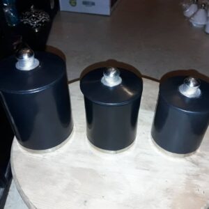 Modern Black & Silver Lidded Canister Set