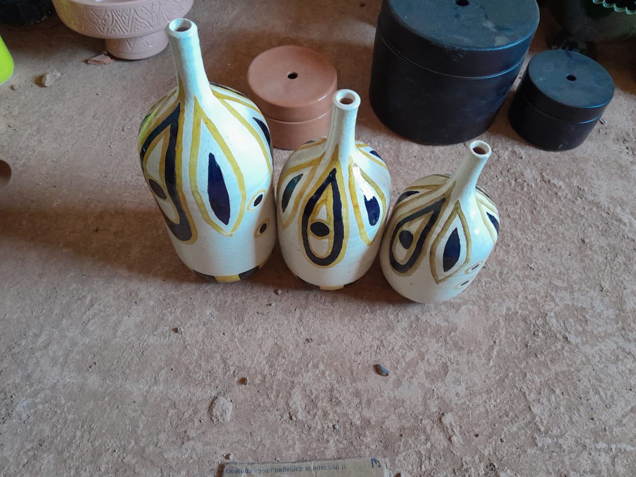 Hand-Painted Abstract Ceramic Bud Vases (Set of 3)