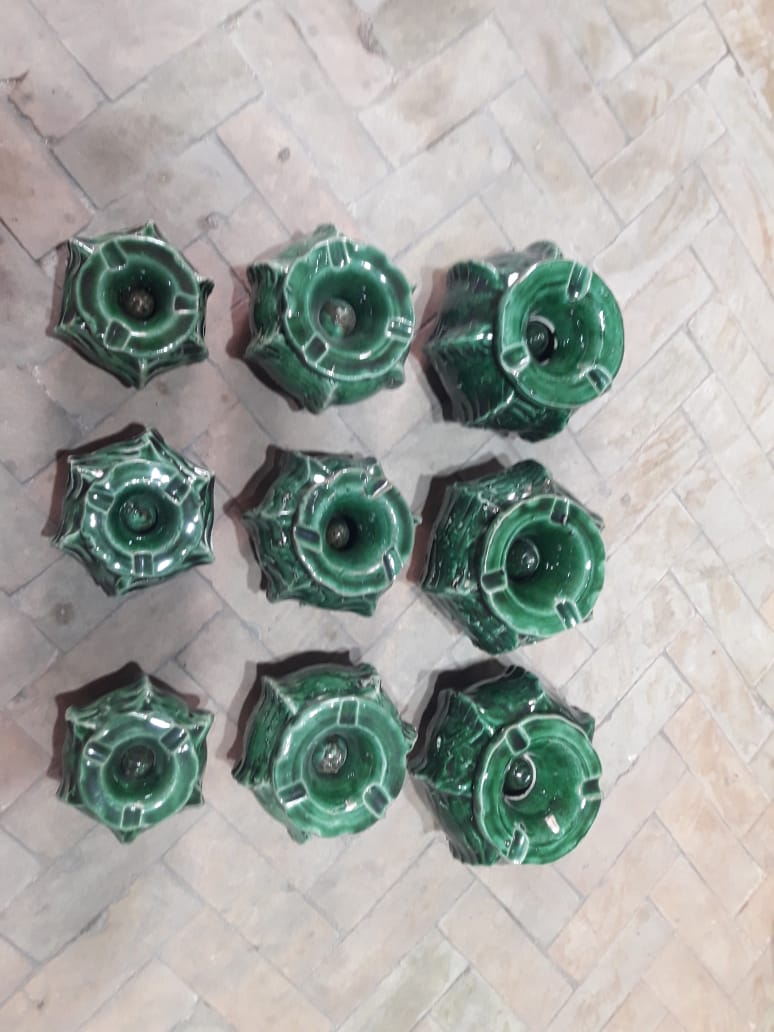 Moroccan Architectural Green Ceramic Ashtray