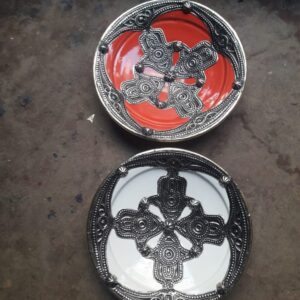 Ornate Moroccan Metal & Ceramic Decorative Dish