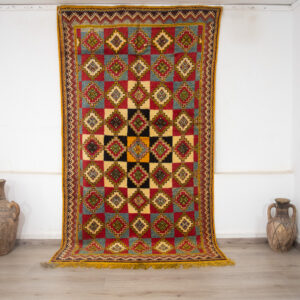 EM{id}-{year}-{month}-{day}-{timesor Berber Wool Rug – Moroccan Handmade Carpet – Boho Home Decor – Cream Tribal Symbols – One of a Kind Area Rug